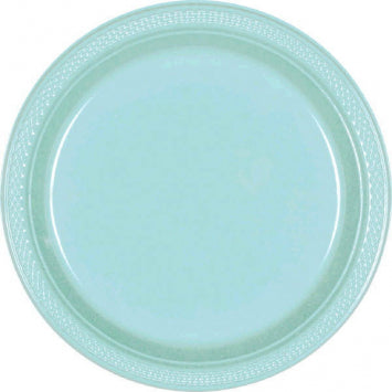 Robin's-egg Blue Plastic Plates, 7in 20/ct
