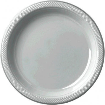 Silver Sparkle Plastic Plates, 7" 20/CT
