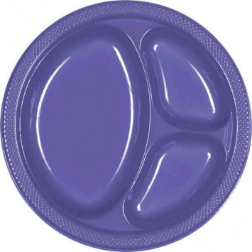 New Purple Divided Plastic Plates, 10 1/4IN 20/CT