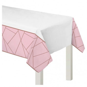 Blush Wedding Plastic Table Cover 54in x 102in