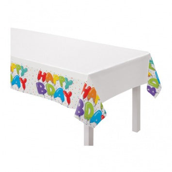 Birthday Balloons Plastic Table Cover 54in x 102in