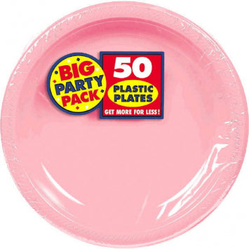 New Pink Big Party Pack Plastic Plates, 7in 50/CT