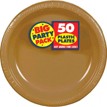 Gold Plastic Plates, 7" - Big Party Pack 50/CT