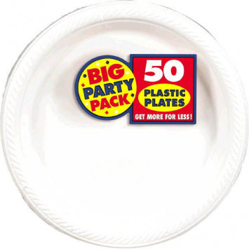 Frosty White Big Party Pack Plastic Plates, 10 1/4" 50/CT
