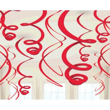 Apple Red Plastic Swirl Decorations 22in 12/ct