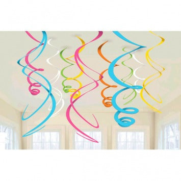 Multi Plastic Swirl Decorations 22in 12/ct