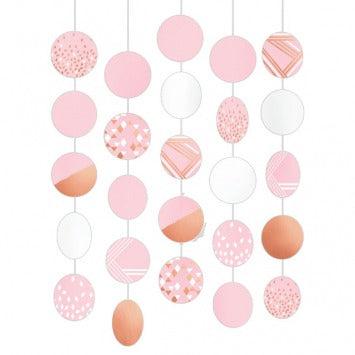 Hanging Circle Decorations - Rose Gold/Blush 5ft each w/ cutouts, 8in 5/ct