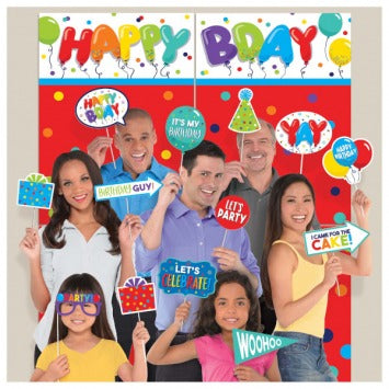 Birthday Celebration Scene Setter® With Props 4 pieces, 27 4/5in W x 40in H, 22 photo props