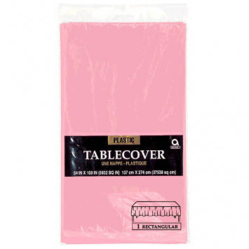 New Pink Rectangular Plastic Table Cover, 54in x 108in