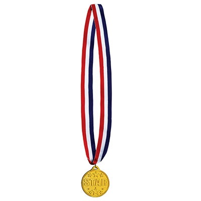 Star Medal w/Ribbon 30in w/2in Medal 1/ct