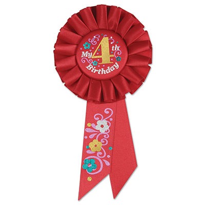 My 4th Birthday Rosette 3¼in x 6½in 1/ct