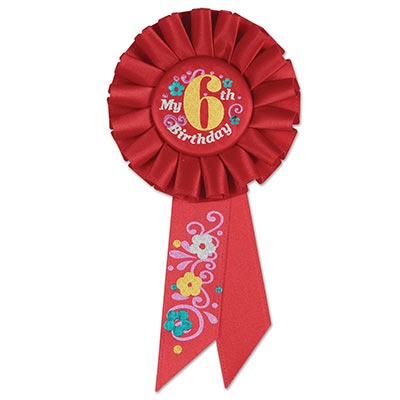 My 6th Birthday Rosette 3¼in x 6½in 1/ct