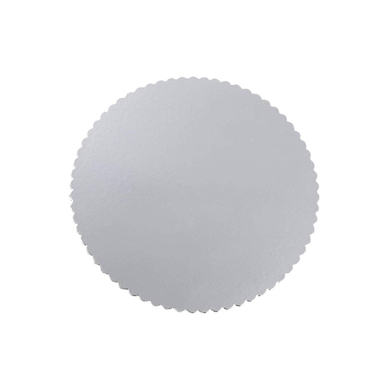 Silver Scalloped Laminated Round Cake Circle 10in