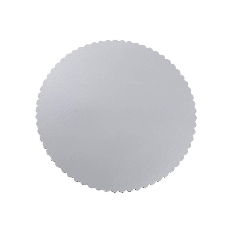 Silver Scalloped Laminated Round Cake Circles 12in