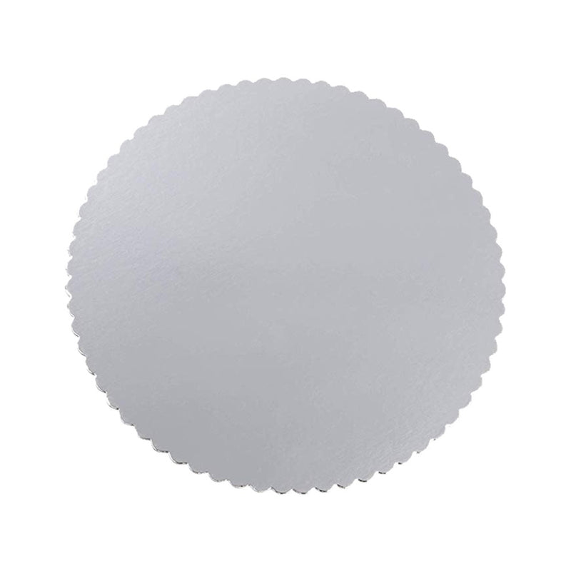 Silver Scalloped Laminated Round Cake Circle 14in