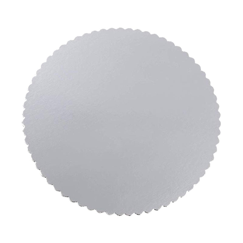 Silver Scalloped Laminated Round Cake Circle 16in