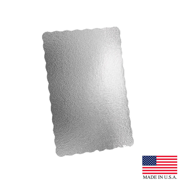 Silver Scalloped Laminated Rectangular Cake Board 14in x 21in