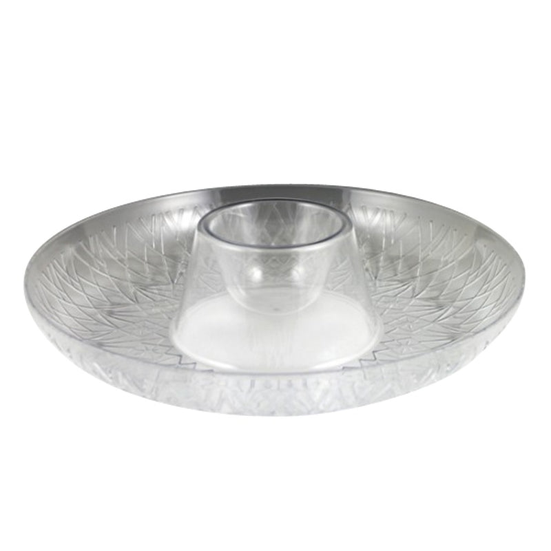 Crystalware Clear Round Plastic Sombrero Chip/Dip Tray