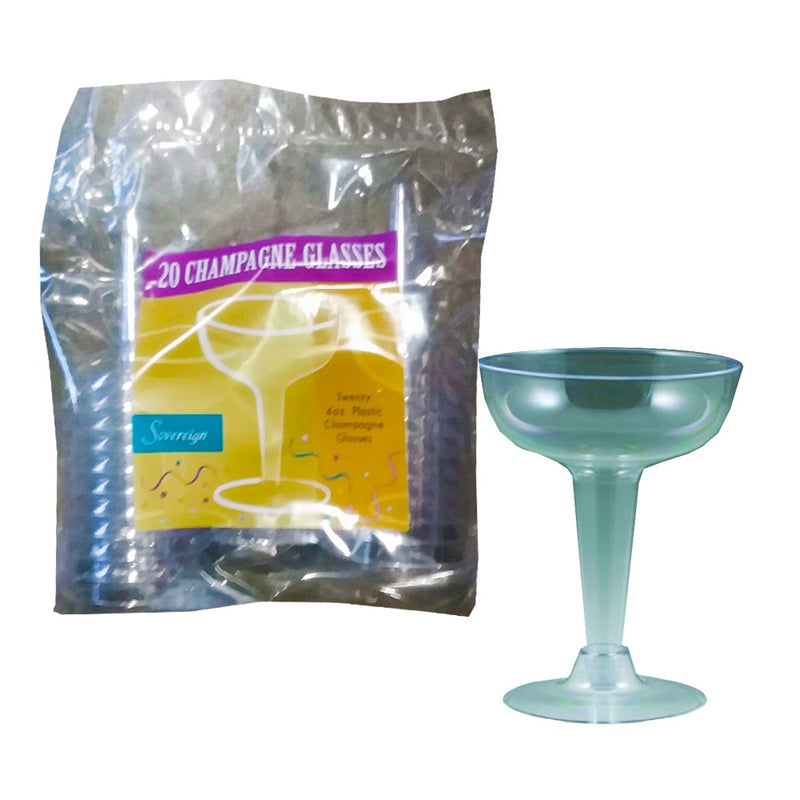 Sovereign Clear 2 piece Plastic Champagne Glass 4oz 20/ct