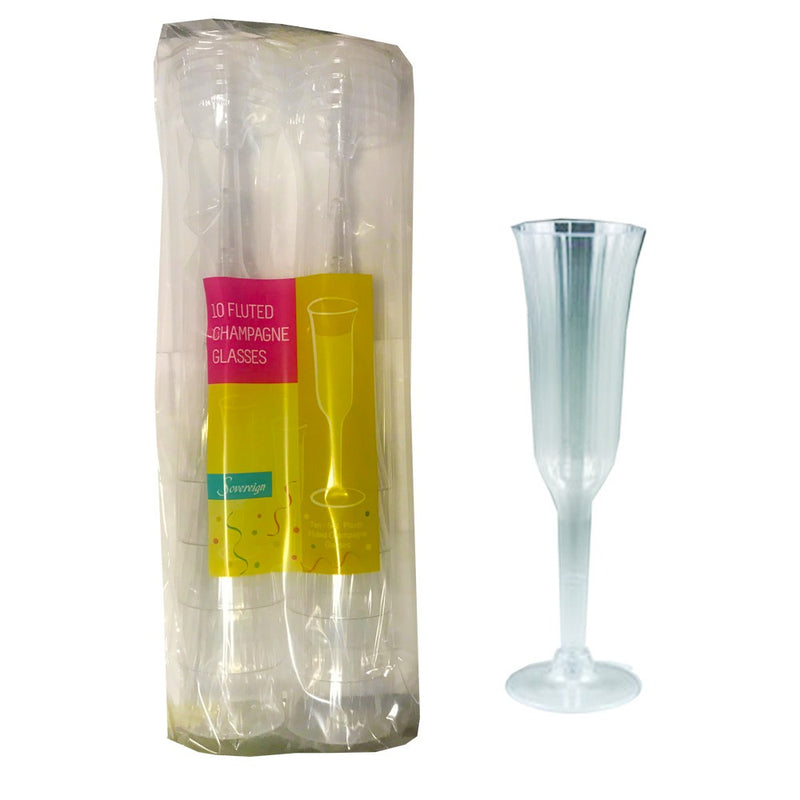 Sovereign Clear 2 piece Plastic Flute Glass 5oz 10/ct