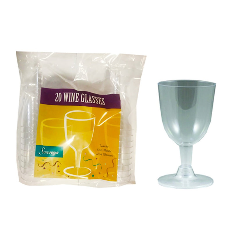 Sovereign Clear 2 piece Plastic Wine Glass 5oz 20/ct