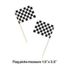 Black And White Checked Flag Pick 2.5in 50/ct