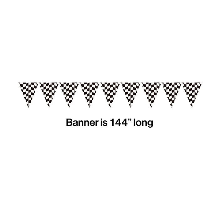 Black And White Check-Flag Banner  144in x 10.5in