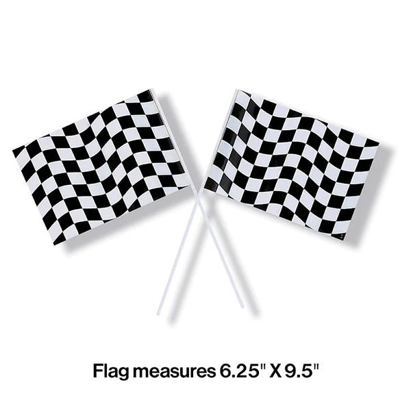 Black And White Check-Plastic Flag 6.25in x 9.5in 1/ct