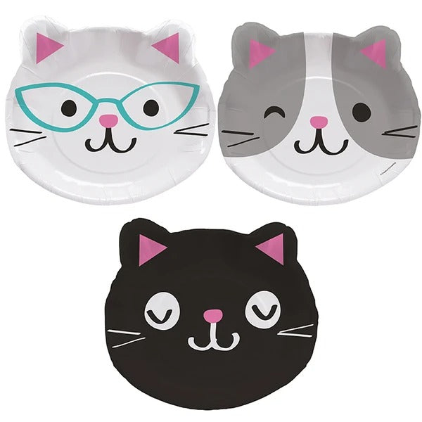 Purr-fect Party 9in Dinner Plates, Shaped 8/ct