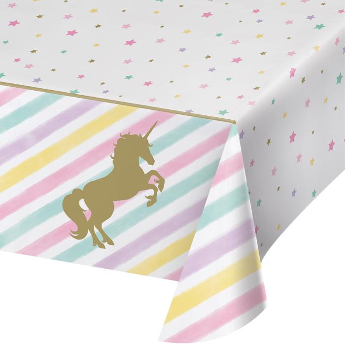 Unicorn Sparkle Plastic Tablecover All Over Print, 54in X 102in