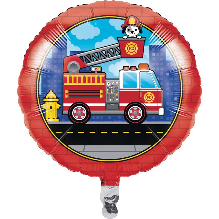 Flaming Fire Truck 18in Foil Balloon