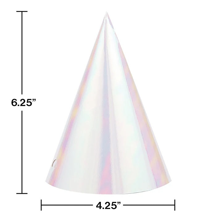 Iridescent Party Hats 4in x 6.25in 8/ct