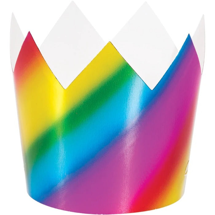 Rainbow Foil Crowns 3.25in 8/ct
