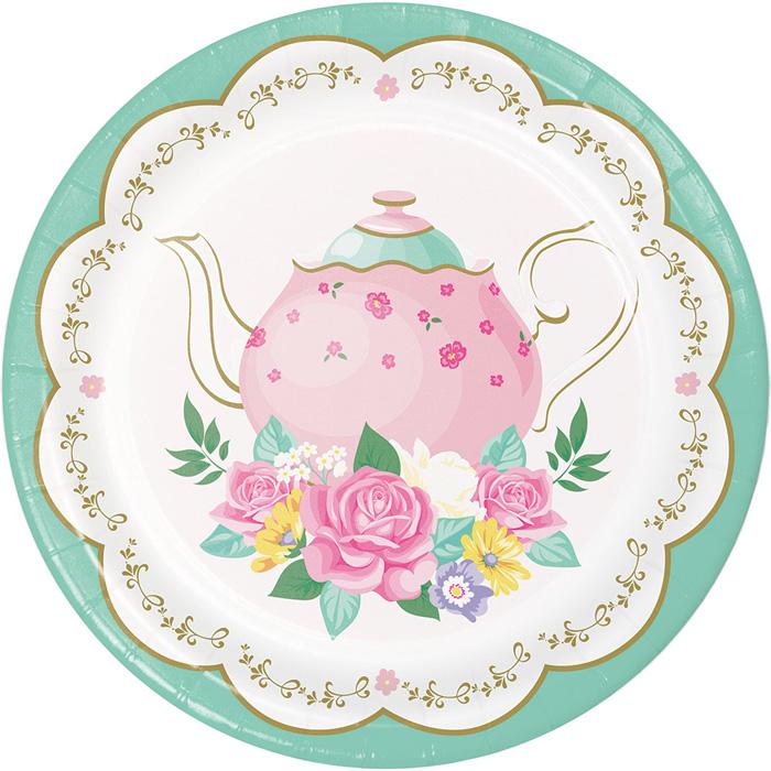 Floral Tea Party 7in Dessert Plates 8/ct
