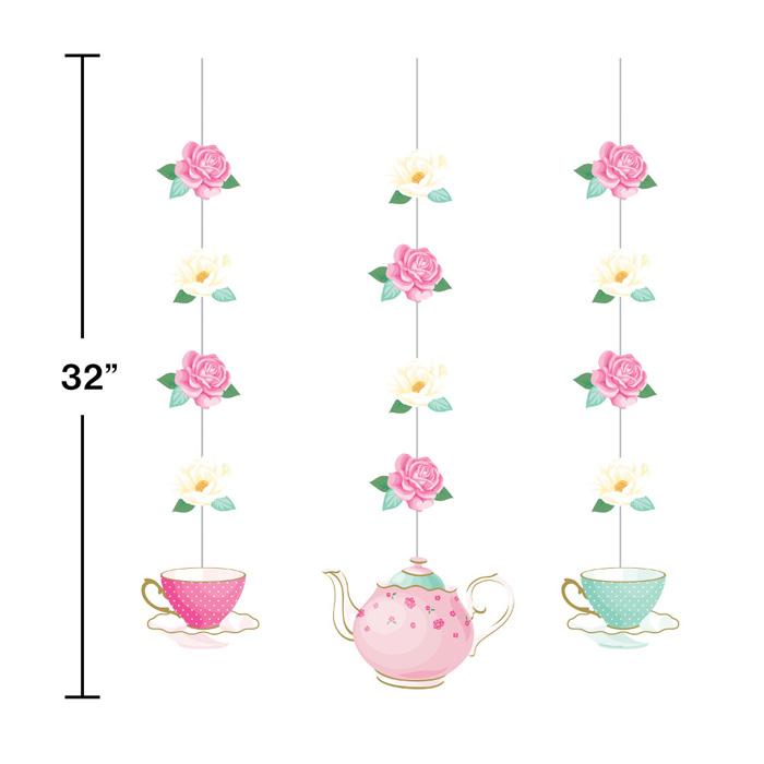 Floral Tea Party Hanging Cutouts 3/ct