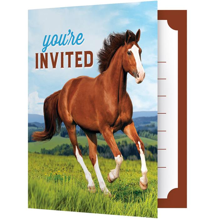 Horse And Pony Foldover Invitations 8/ct