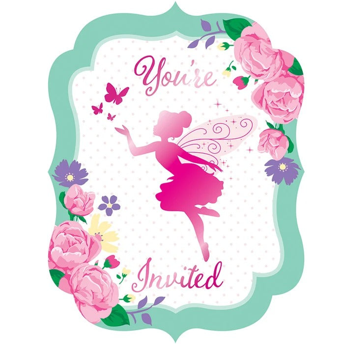 Floral Fairy Sparkle Invitations 8/ct