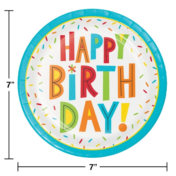 Birthday Fun Dessert Plates 7in 8/ct