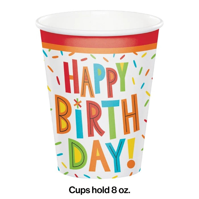 Birthday Fun Paper Cups 8oz 8/ct