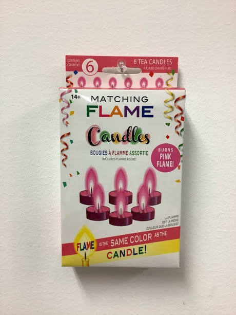 Color Flame Tea Candles - Pink 6/ct