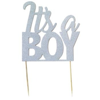 Light Blue 'Its A Boy' Diamond Cake Topper