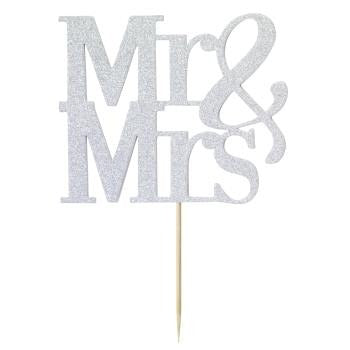 Silver 'Mr & Mrs' Diamond Cake Topper