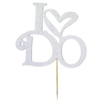 Silver 'I Do' Diamond Cake Topper