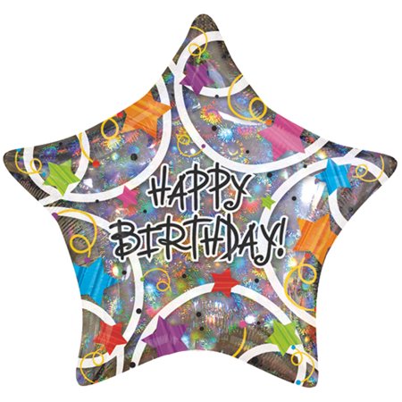 32" Holographic Happy Birthday Stars - 097