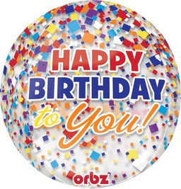 16" Happy Birthday Clear Confetti Orbz - 631