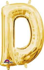 16in Letter D Gold <FONT color="red"><B>Consumer Inflated Air Filled</B></FONT>