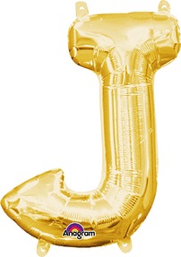 16in Letter J Gold <FONT color="red"><B>Consumer Inflated Air Filled</B></FONT>