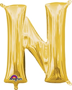16in Letter N Gold <FONT color="red"><B>Consumer Inflated Air Filled</B></FONT>