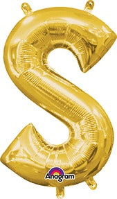 16in Letter S Gold <FONT color="red"><B>Consumer Inflated Air Filled</B></FONT>
