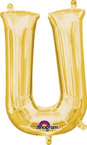 16in Letter U Gold <FONT color="red"><B>Consumer Inflated Air Filled</B></FONT>